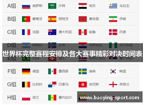 世界杯完整赛程安排及各大赛事精彩对决时间表
